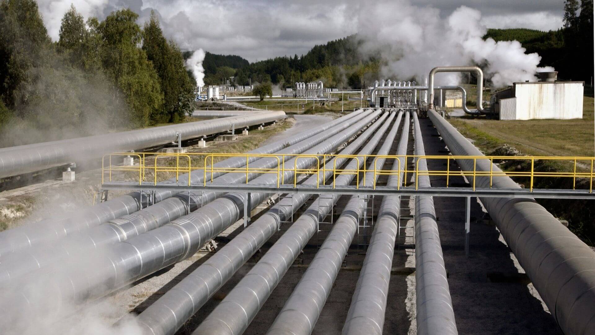 ndustrial heat transfer pipeline system with steam lines supporting chemical product distribution in California facility
